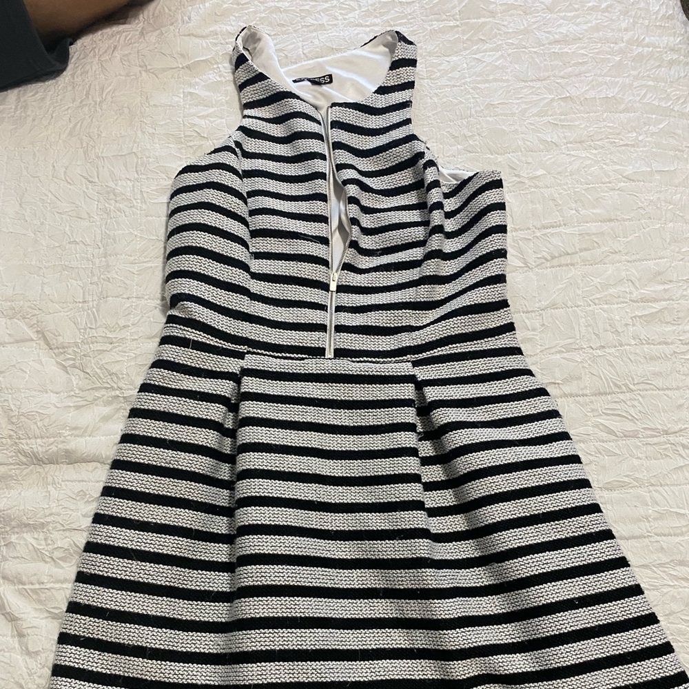 Black and white striped dress